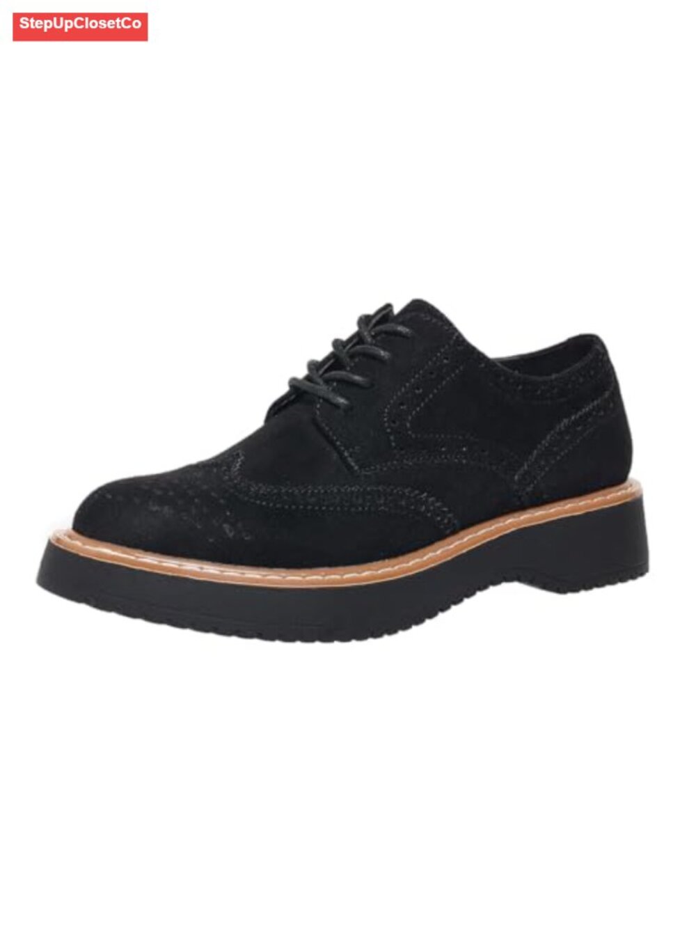 Women's Suede Lace Up Oxfords Chunky Platform Round Toe Non-Slip